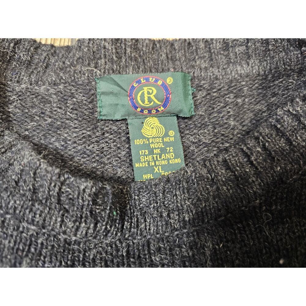 Vintage CLUB ROOM Argyle Sweater Men XL Dark Gray Shetland Wool Hong Kong - Picture 3 of 6